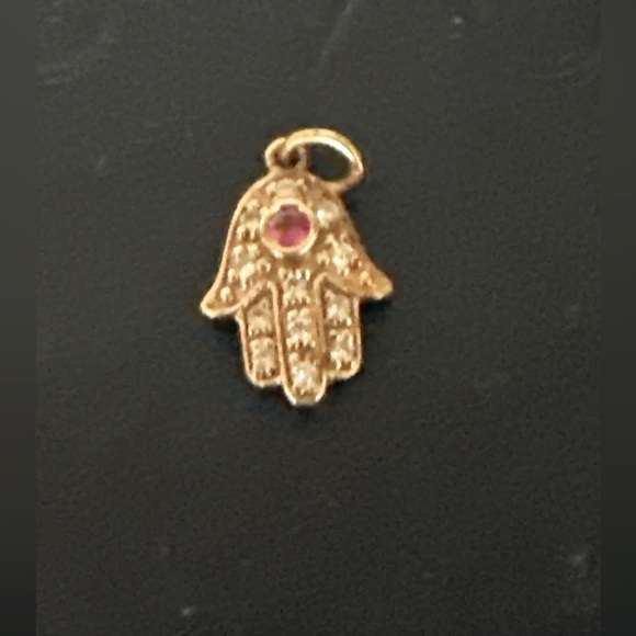 Sydney Evan red bamboo w 18k gold Hamsa w diamonds ruby broken - Picture 5 of 15